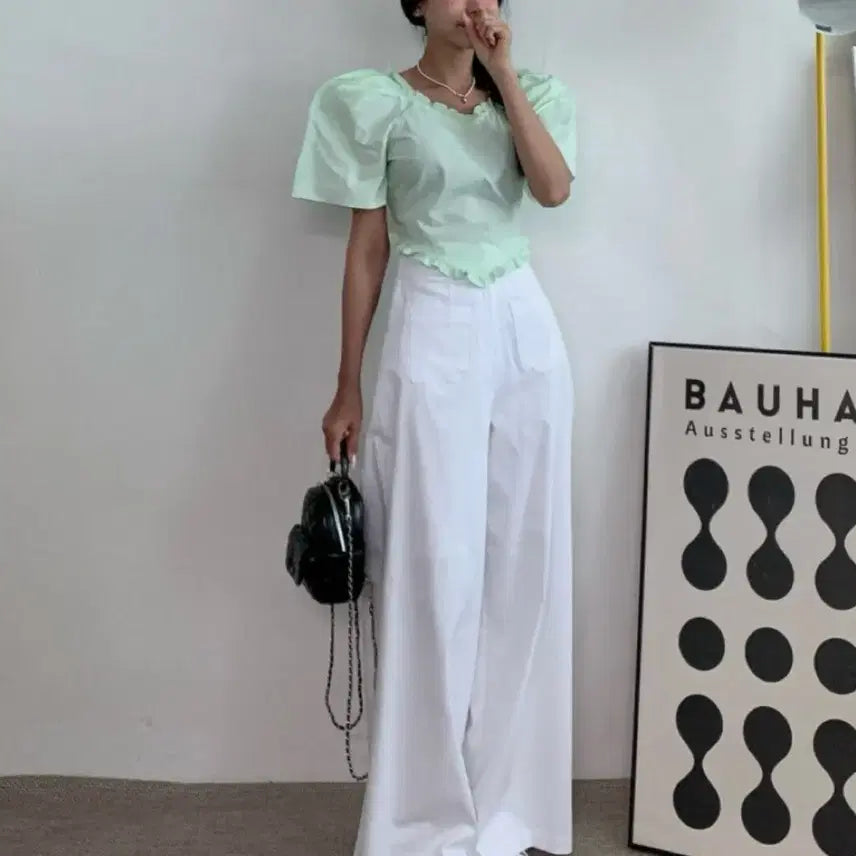 [BUNJANG] Velita Puff Frill Blouse Mint / <민트> 벨리타 퍼프 프릴 블라우스