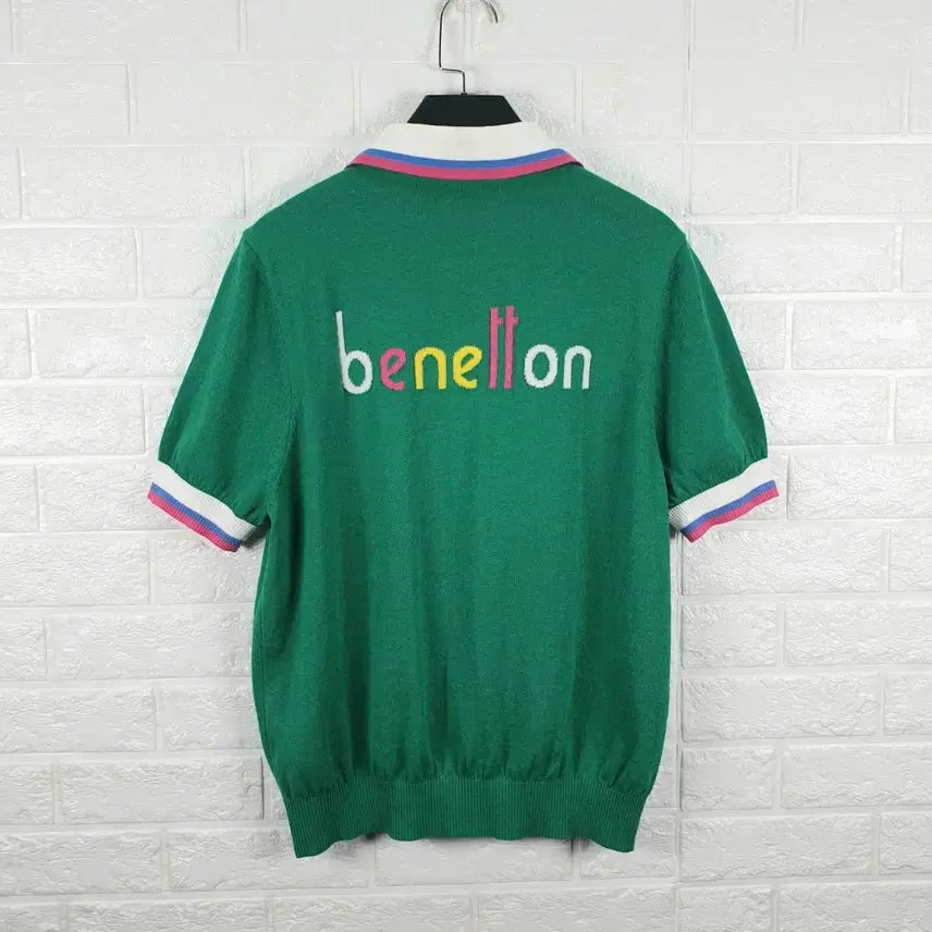 [BUNJANG] Benetton Short Sleeve Knit Polo T-Shirt / [105]베네통 반팔 카라 니트티
