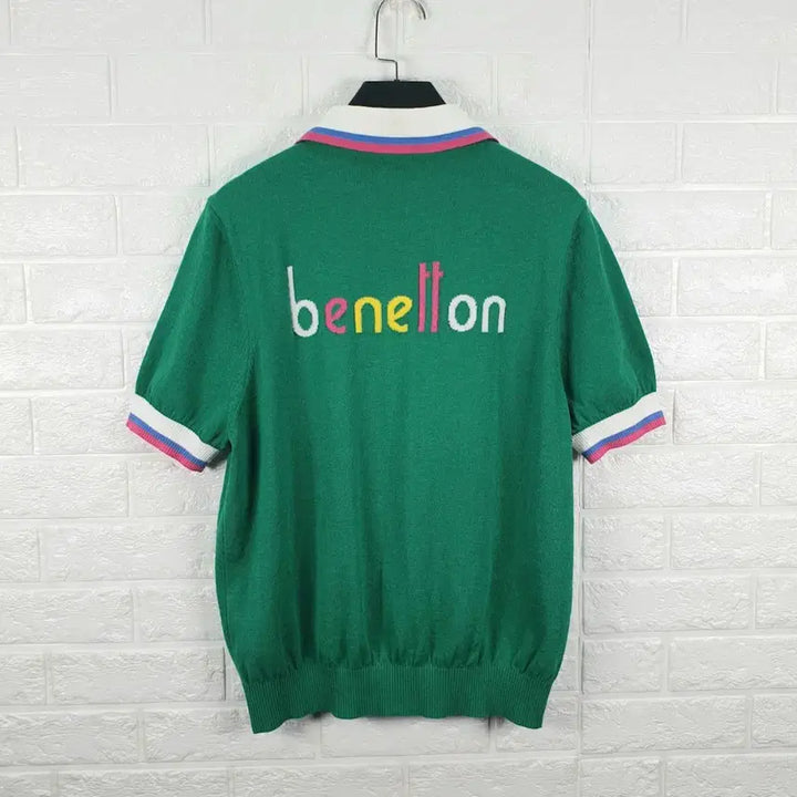 [BUNJANG] Benetton Short Sleeve Knit Polo T-Shirt / [105]베네통 반팔 카라 니트티