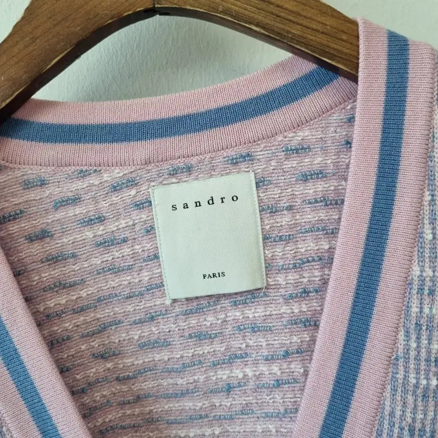[BUNJANG] Sandro Pink Blue Cardigan / 산드로 핑크블루 가디건