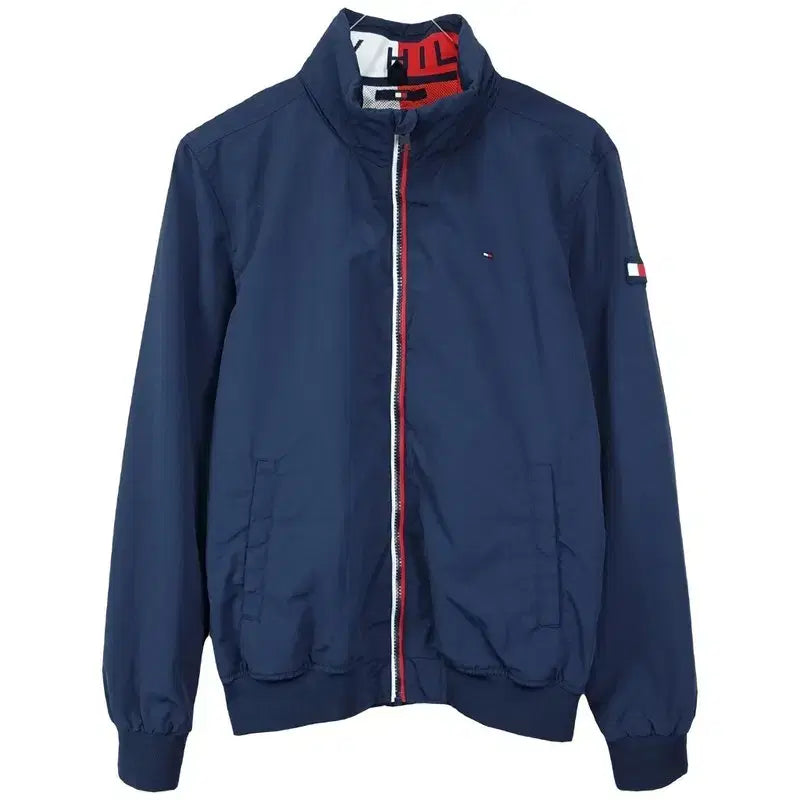 [BUNJANG] Tommy Hilfiger Logo Patch Zip-Up Blouson Jacket Navy L / 타미힐피거 로고 패치 집업 블루종 자켓 네이비 M20497