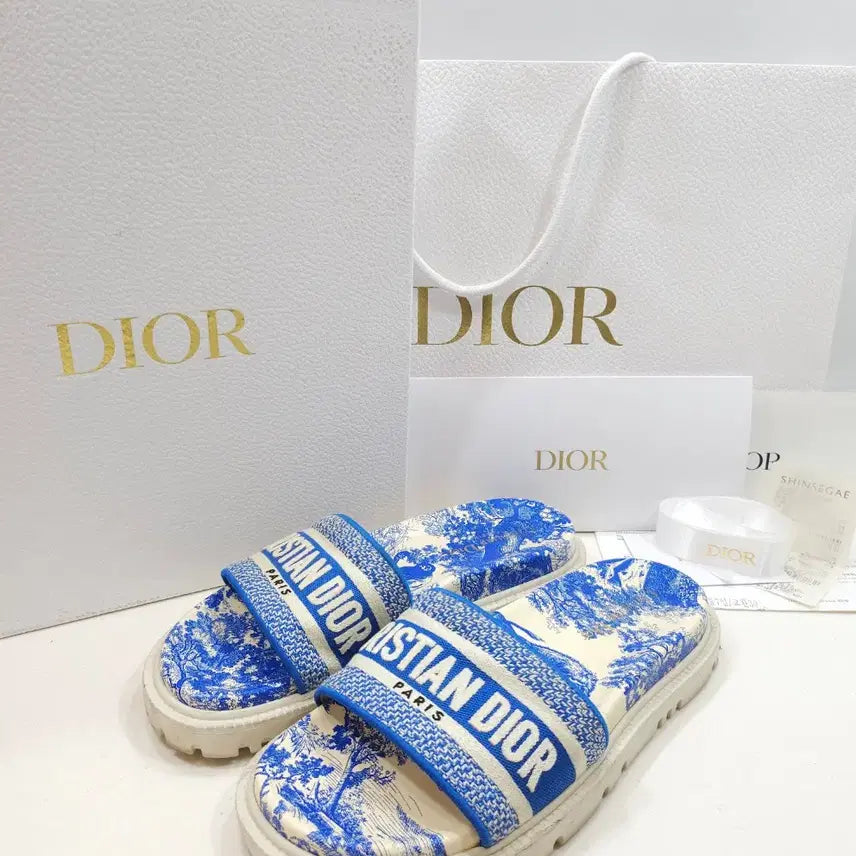 [BUNJANG] Dior Dway Slide Mules Blue Toile de Jouy Women&