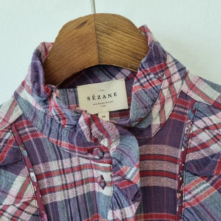 [BUNJANG] Sezane Check Blouse / 세잔 SEZANE 체크 블라우스