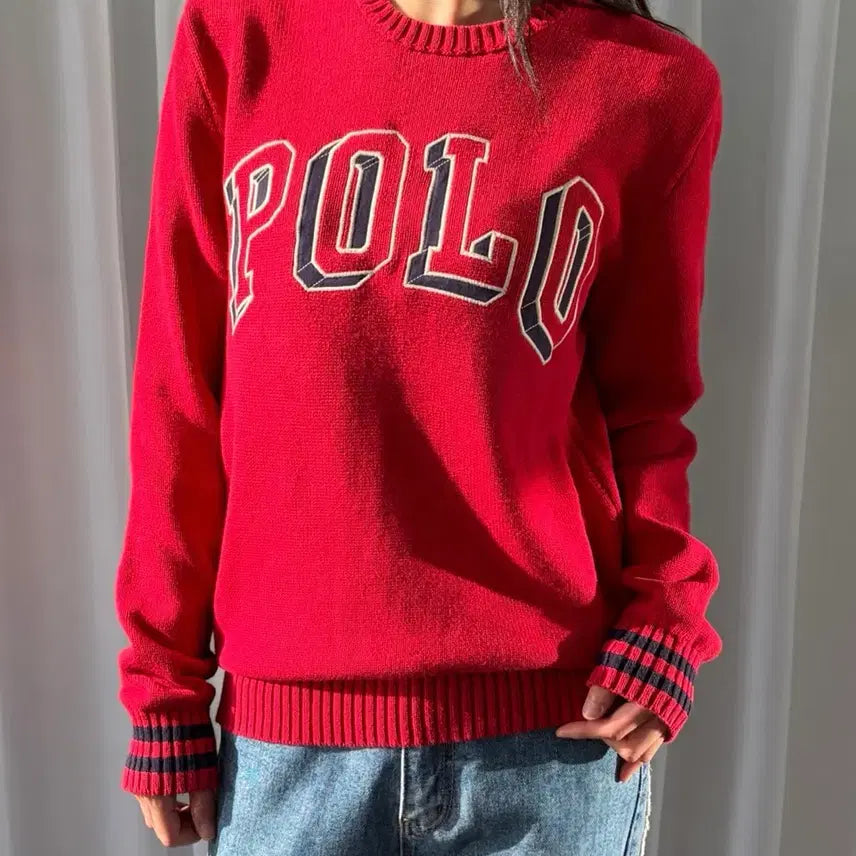 [BUNJANG] Polo Ralph Lauren Spellout Cotton Knit Sweater / [M]폴로 랄프로렌 스펠아웃 코튼 니트