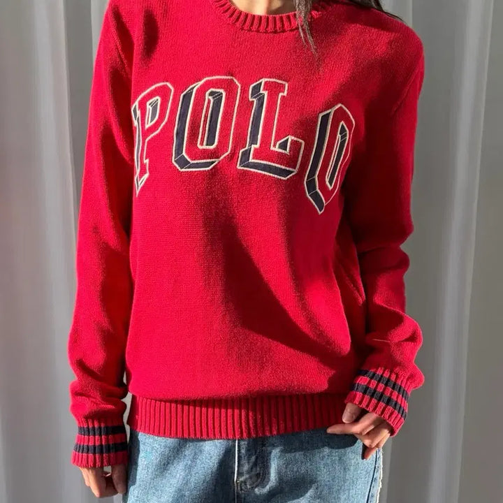 [BUNJANG] Polo Ralph Lauren Spellout Cotton Knit Sweater / [M]폴로 랄프로렌 스펠아웃 코튼 니트