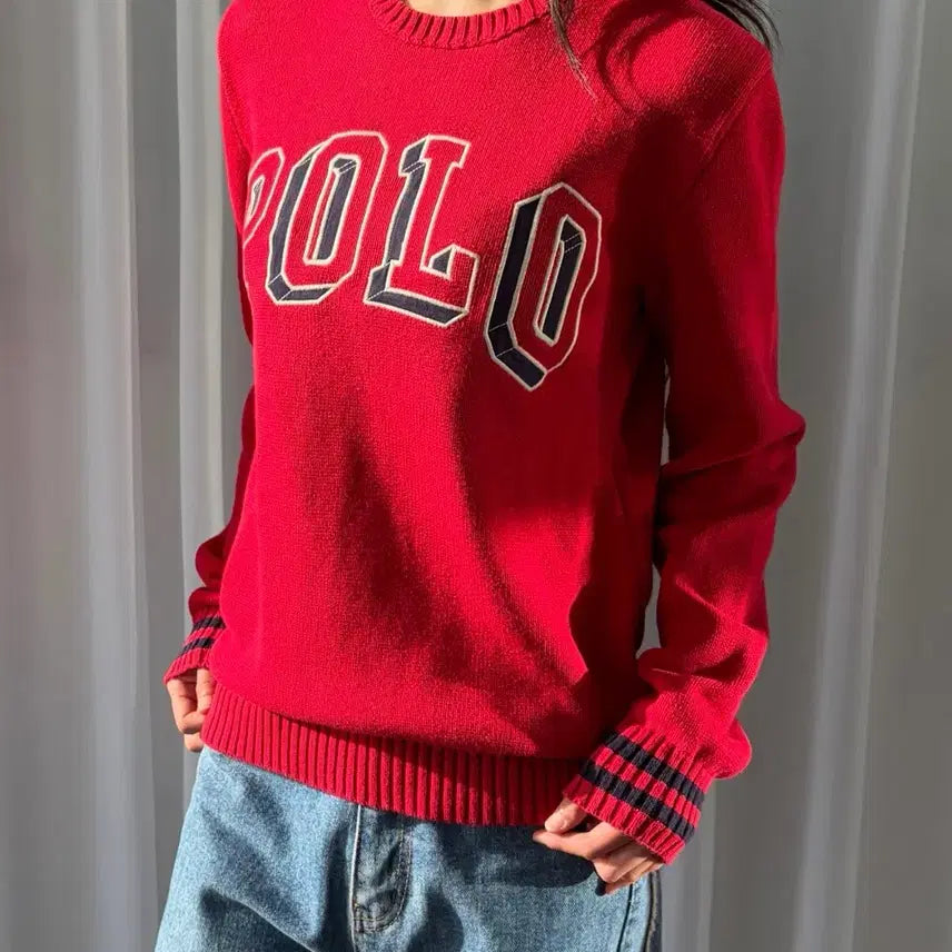 [BUNJANG] Polo Ralph Lauren Spellout Cotton Knit Sweater / [M]폴로 랄프로렌 스펠아웃 코튼 니트