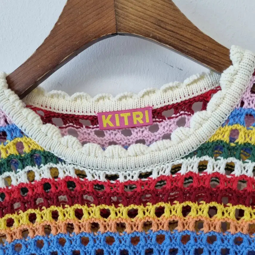 [BUNJANG] KITRI Rainbow Crochet Knit Vest / KITRI 무지개 크로셰 니트 조끼