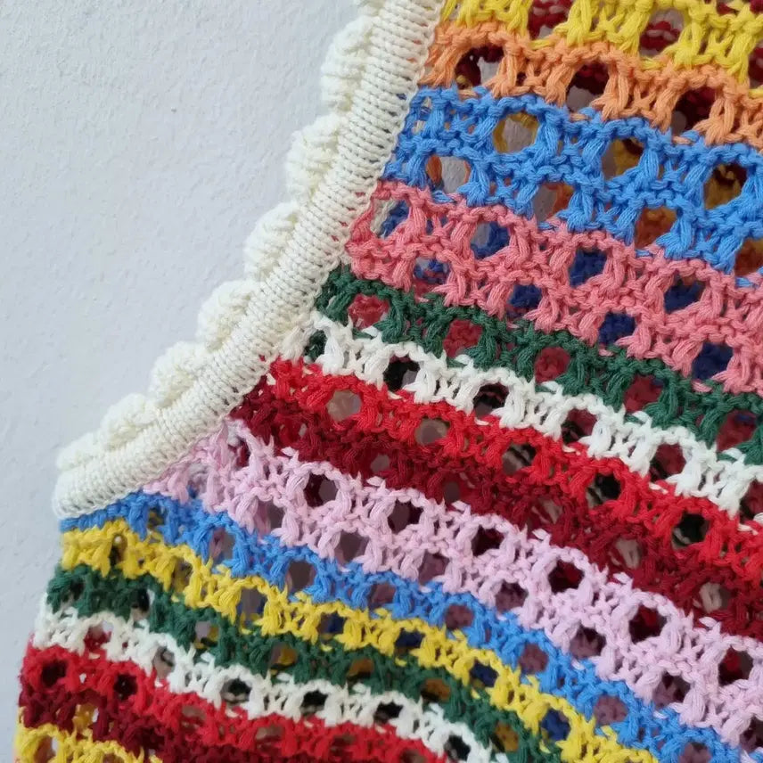 [BUNJANG] KITRI Rainbow Crochet Knit Vest / KITRI 무지개 크로셰 니트 조끼