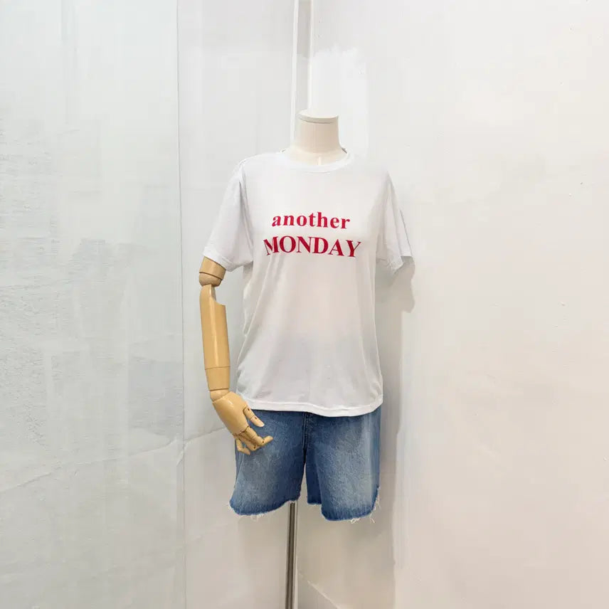 [BUNJANG] Lettering Print Short Sleeve T-Shirt / 레터링 프린트 화이트 반팔티셔츠 반소매티 4481