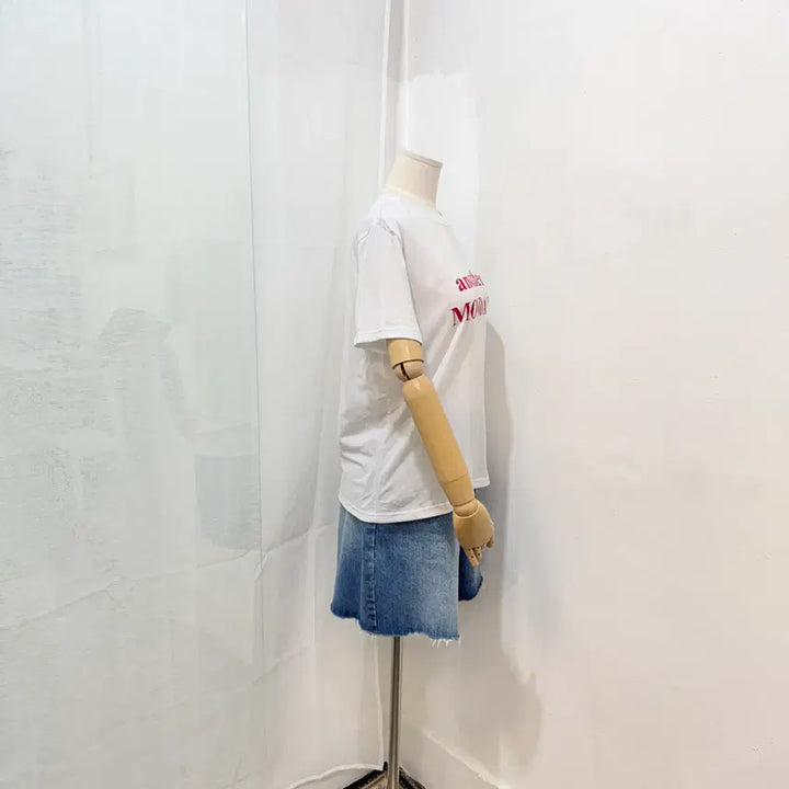 [BUNJANG] Lettering Print Short Sleeve T-Shirt / 레터링 프린트 화이트 반팔티셔츠 반소매티 4481