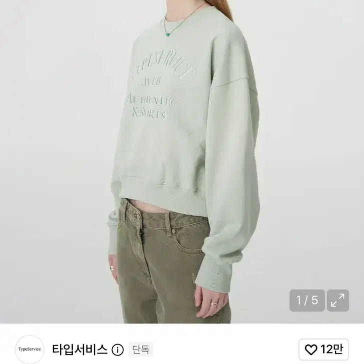 [BUNJANG] Typeservice Arch Logo Crop Sweatshirt Mint / 타입서비스 arch logo crop sweatshirt mint