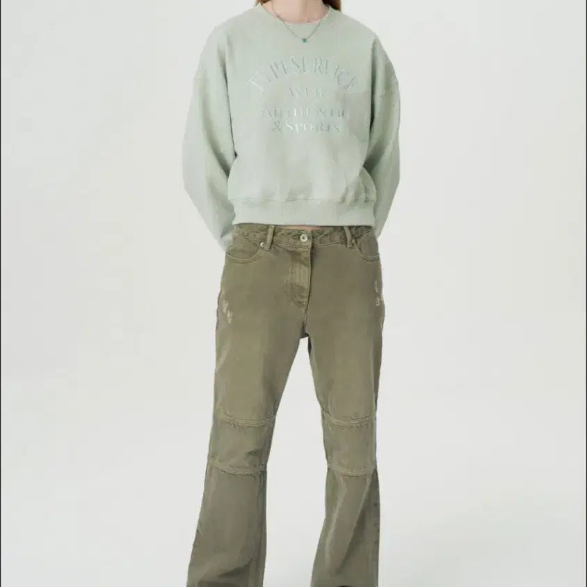 [BUNJANG] Typeservice Arch Logo Crop Sweatshirt Mint / 타입서비스 arch logo crop sweatshirt mint