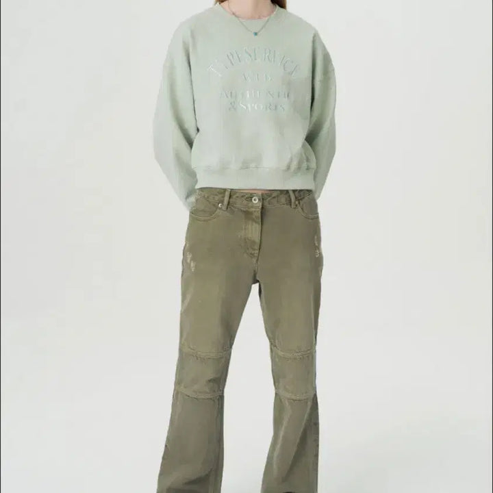 [BUNJANG] Typeservice Arch Logo Crop Sweatshirt Mint / 타입서비스 arch logo crop sweatshirt mint