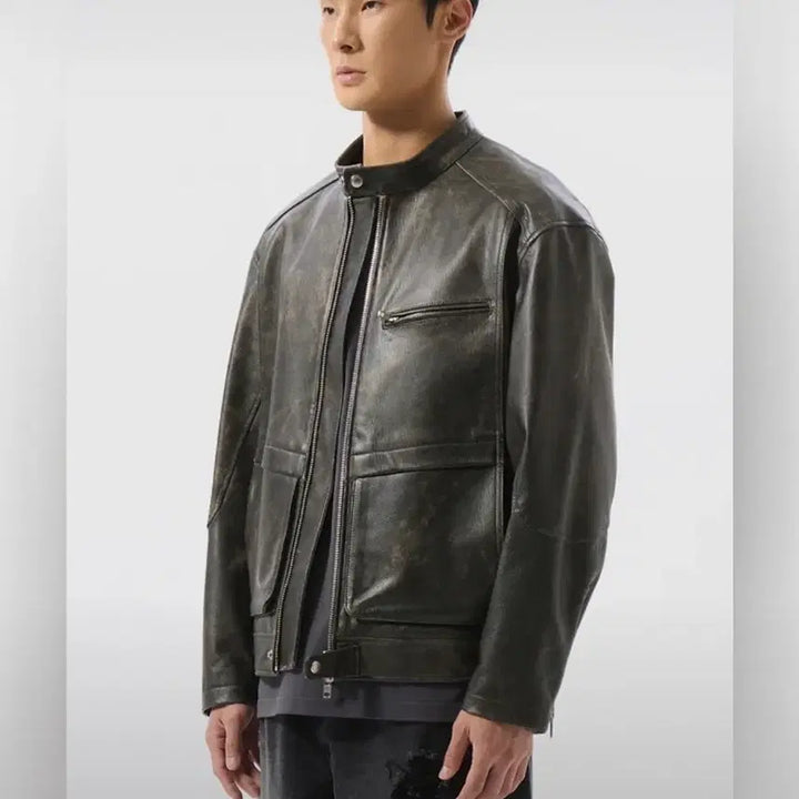 [BUNJANG] Customellow Goat Leather Rider Jacket / 커스텀멜로우 고트 라이더 가죽자켓