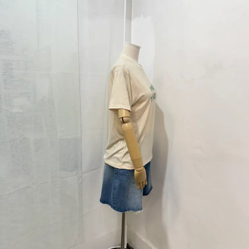[SOLD OUT] 레터링 프린트 아이보리 반팔티셔츠 반소매티 4486