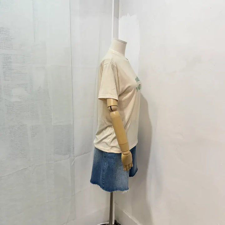 [SOLD OUT] 레터링 프린트 아이보리 반팔티셔츠 반소매티 4486