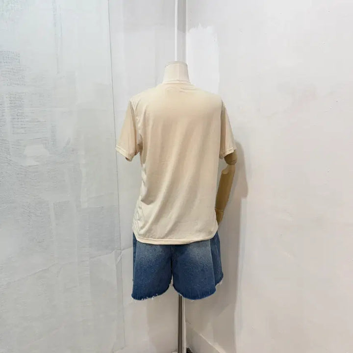 [SOLD OUT] 레터링 프린트 아이보리 반팔티셔츠 반소매티 4486