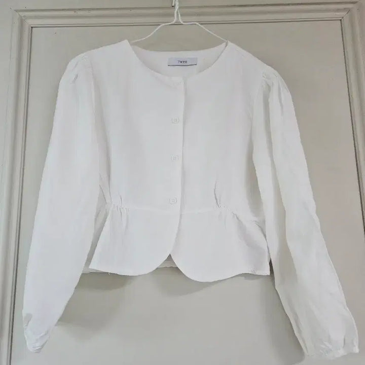 [BUNJANG] White Crop Puff Long Sleeve Blouse / 화이트 블라우스 크롭 퍼프 긴팔
