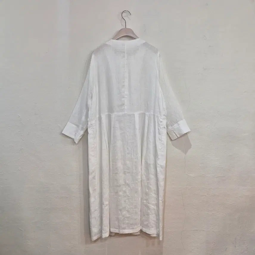 [BUNJANG] White Linen Button Long Dress - Japanese Vintage / 화이트 린넨 버튼 롱 원피스 일본빈티지