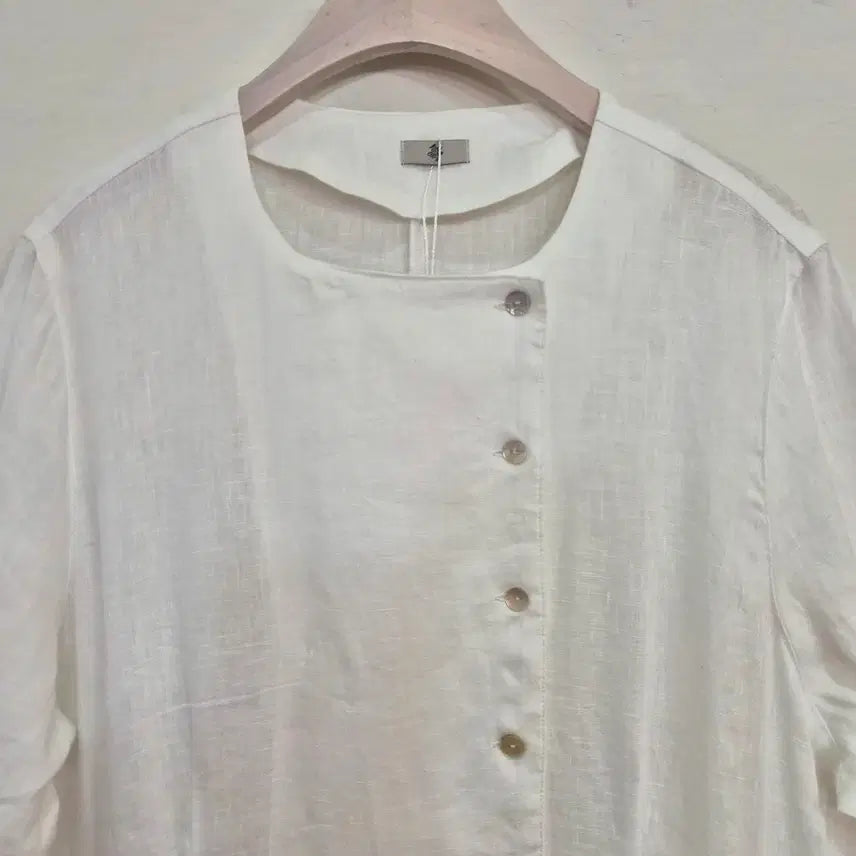 [BUNJANG] White Linen Button Long Dress - Japanese Vintage / 화이트 린넨 버튼 롱 원피스 일본빈티지