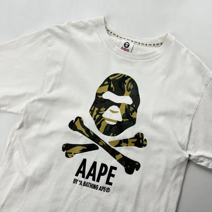 [BUNJANG] AAPE by A Bathing Ape Camo Skull Short Sleeve T-Shirt White / 베이프 에이프 AAPE 카모 해골 반팔 티셔츠 화이트