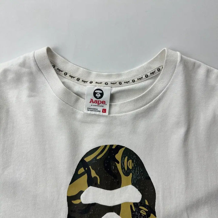 [BUNJANG] AAPE by A Bathing Ape Camo Skull Short Sleeve T-Shirt White / 베이프 에이프 AAPE 카모 해골 반팔 티셔츠 화이트