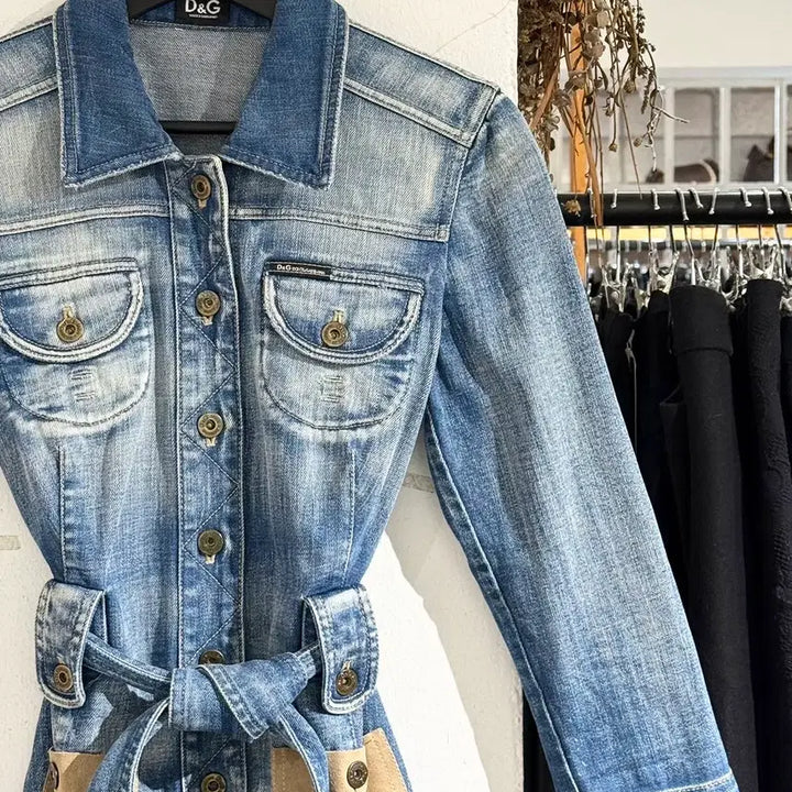 [BUNJANG] Dolce &amp; Gabbana Belted Washed Denim Midi Dress / 돌체앤가바나 벨티드 워싱 데님 미디 원피스