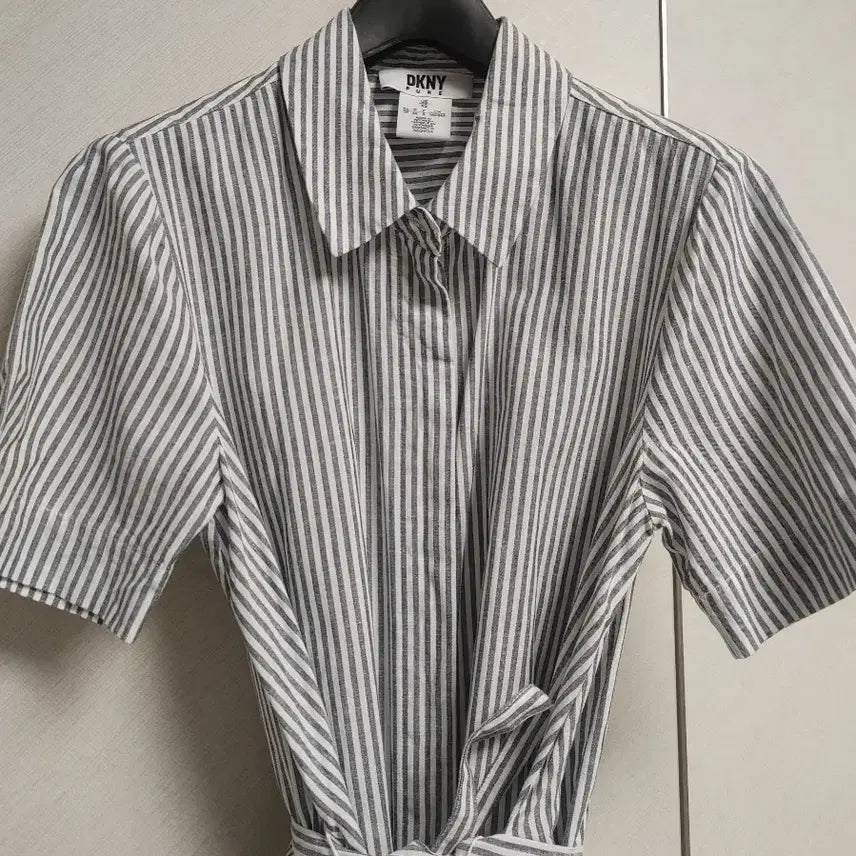 [BUNJANG] DKNY Linen Blend Striped Shirt Dress / DKNY 린넨 셔츠형 원피스