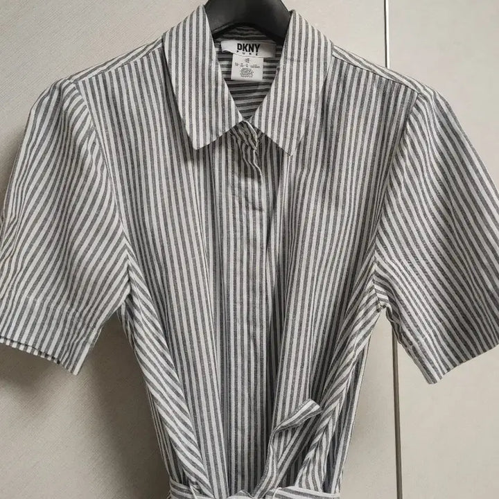 [BUNJANG] DKNY Linen Blend Striped Shirt Dress / DKNY 린넨 셔츠형 원피스