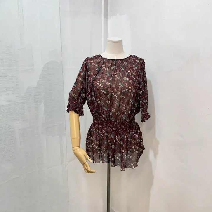 [SOLD OUT] (77)모조에스핀 시스루 밴딩 쉬폰블라우스 칠부 4489