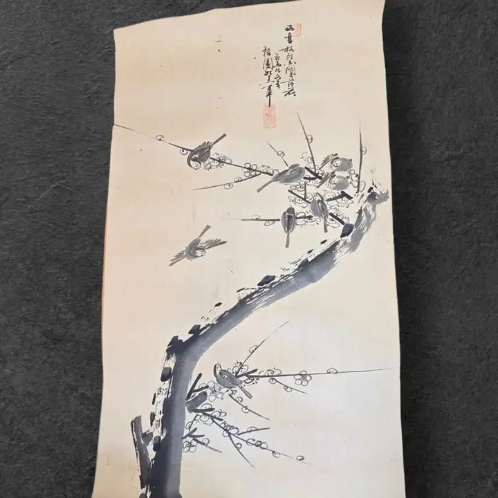 [BUNJANG] Antique Korean Painting - Plum Blossoms and Sparrows / 동양화 고화 매화의 참새