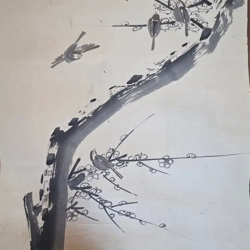 [BUNJANG] Antique Korean Painting - Plum Blossoms and Sparrows / 동양화 고화 매화의 참새