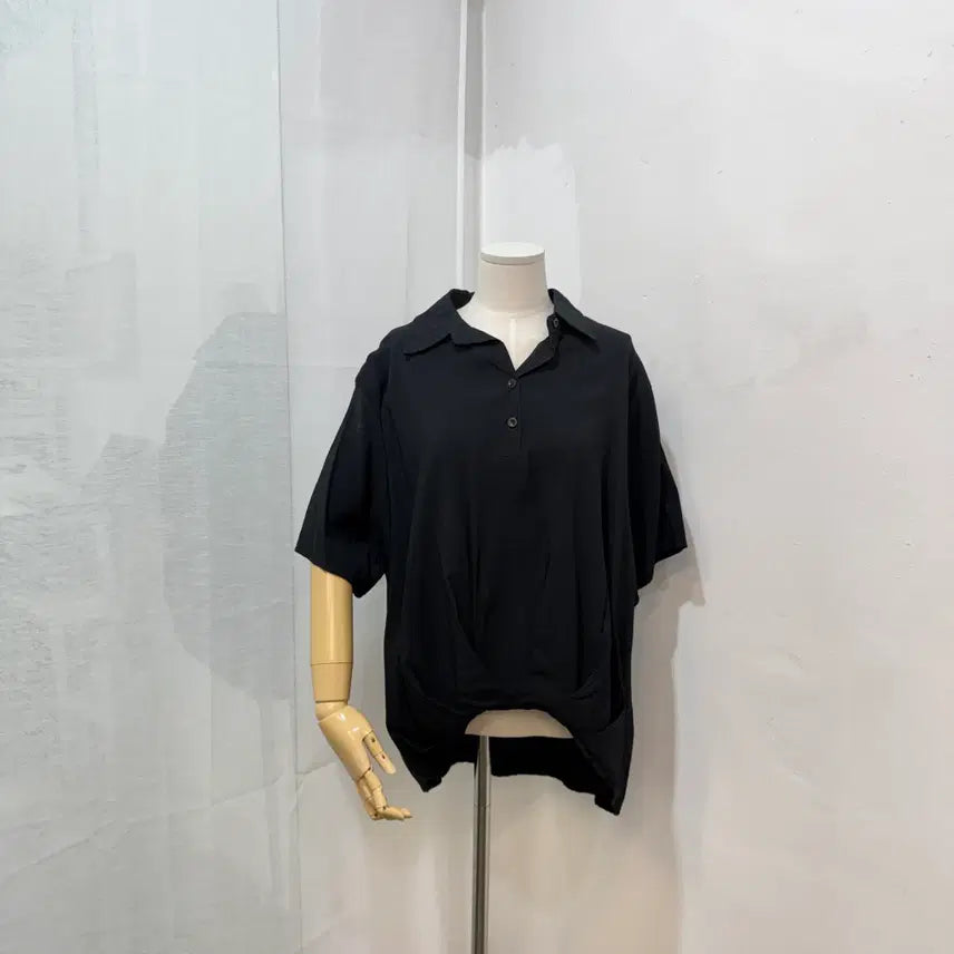 [BUNJANG] Bonis Paris Black Oversized Short Sleeve Shirt Blouse / (F)보니스팍스 블랙 오버핏 반팔셔츠 반팔블라우스 4491