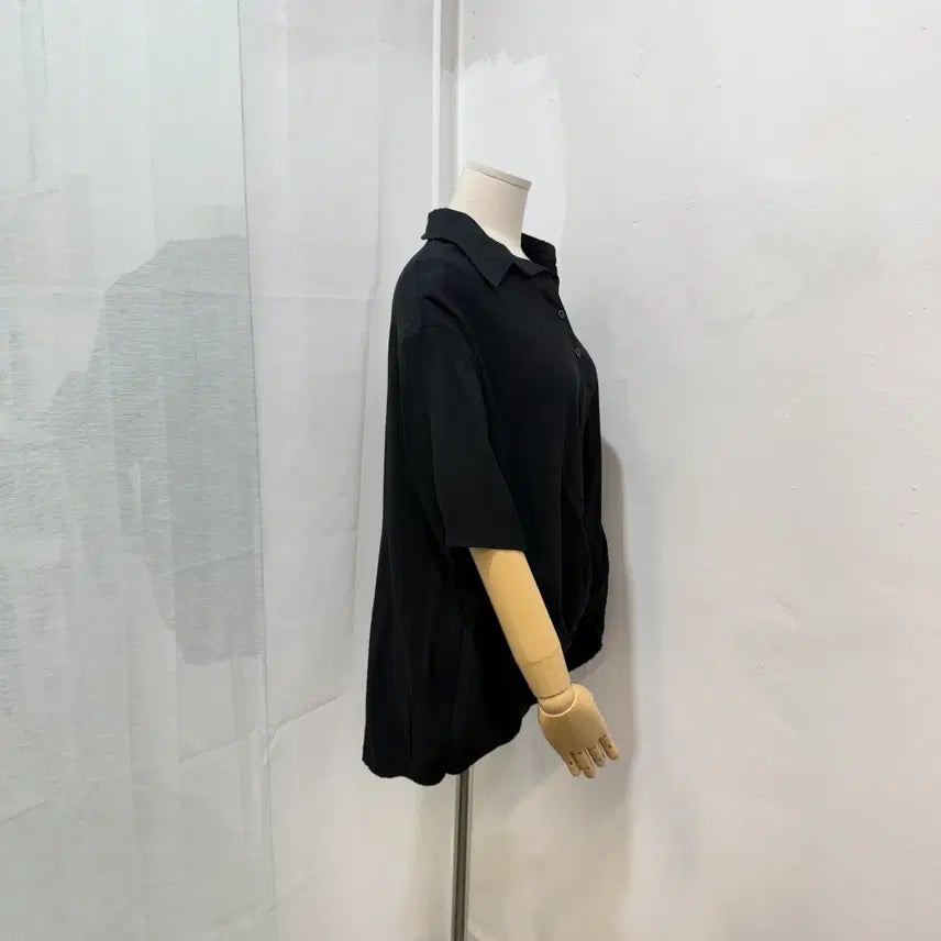 [BUNJANG] Bonis Paris Black Oversized Short Sleeve Shirt Blouse / (F)보니스팍스 블랙 오버핏 반팔셔츠 반팔블라우스 4491