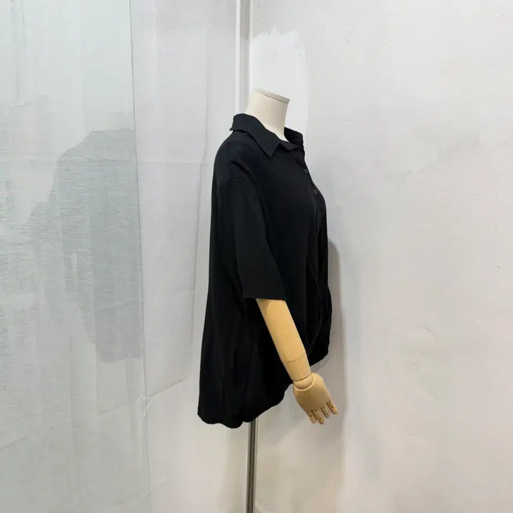 [BUNJANG] Bonis Paris Black Oversized Short Sleeve Shirt Blouse / (F)보니스팍스 블랙 오버핏 반팔셔츠 반팔블라우스 4491