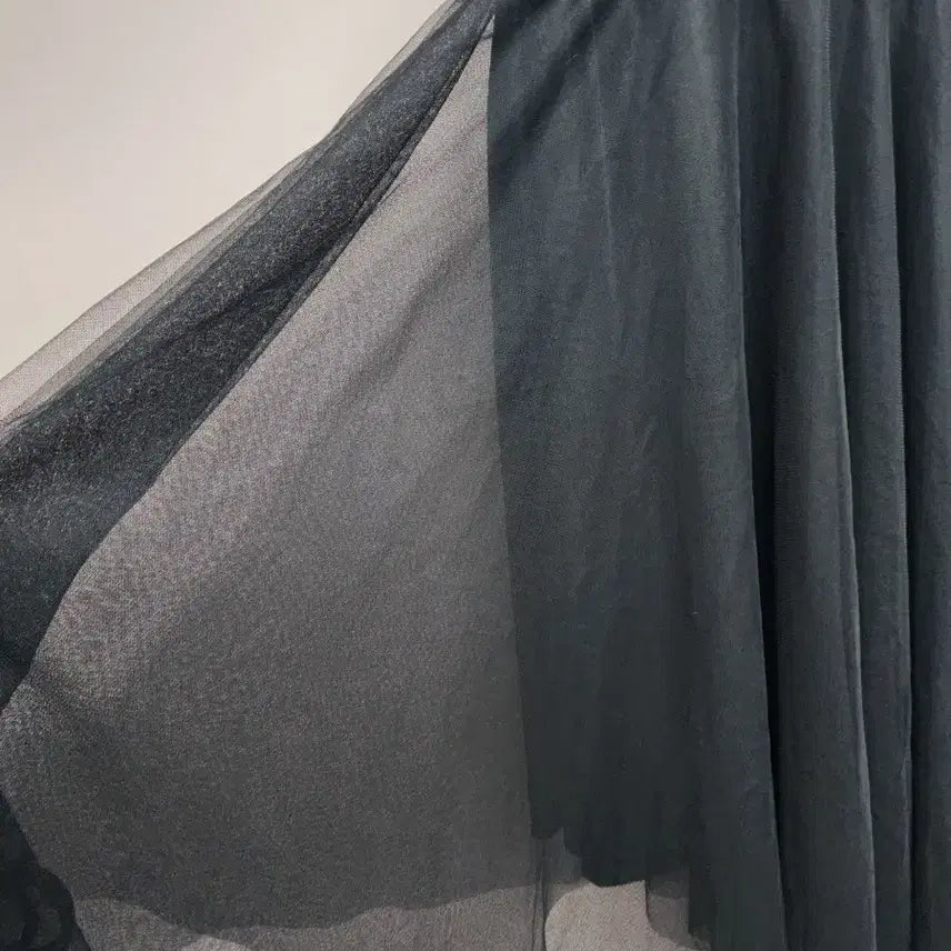 [BUNJANG] Black Tulle Asymmetrical Long Dress / 블랙 튤 언발란스 롱 원피스