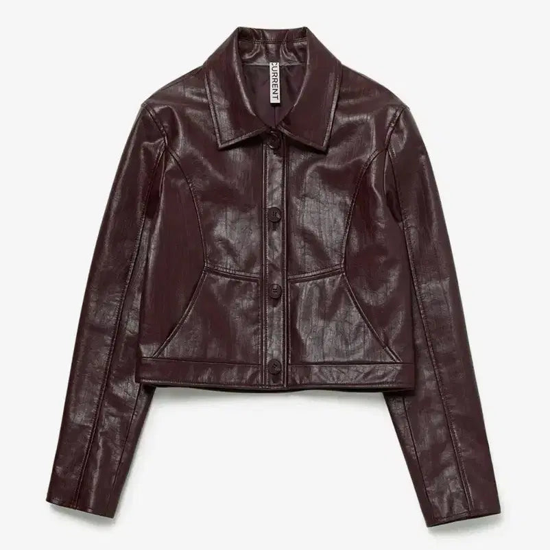 [BUNJANG] Current Crop Leather Jacket / 커렌트 크롭 레더 자켓