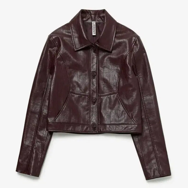 [BUNJANG] Current Crop Leather Jacket / 커렌트 크롭 레더 자켓