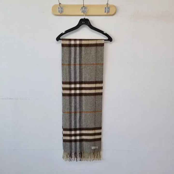 [BUNJANG] Burberry Cashmere Check Muffler Khaki / 버버리 연카키 캐시미어 체크 머플러