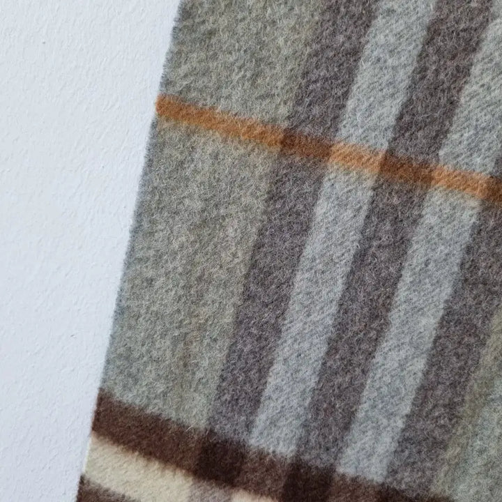 [BUNJANG] Burberry Cashmere Check Muffler Khaki / 버버리 연카키 캐시미어 체크 머플러