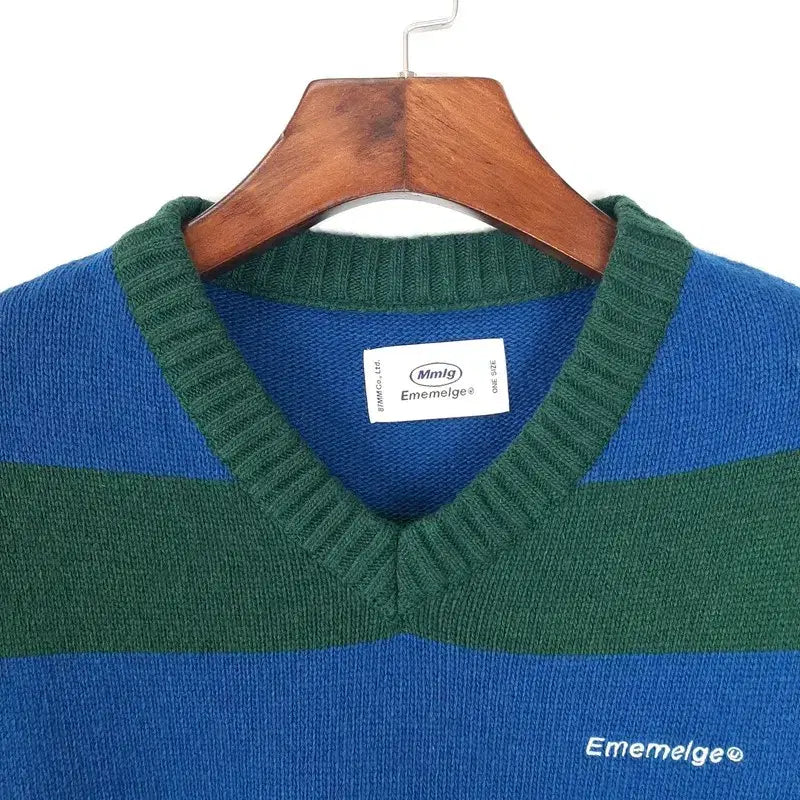 [BUNJANG] Mmlg Stripe V-Neck Knit Vest / Mmlg 스트라이프 브이넥 니트조끼  F
