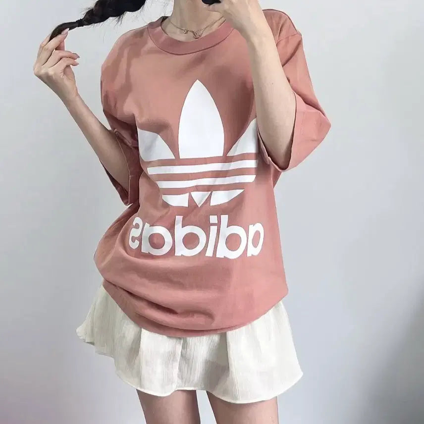 [BUNJANG] Adidas Big Logo Indie Pink Short Sleeve T-Shirt / 아디다스 빅로고 인디핑크 반팔 티셔츠