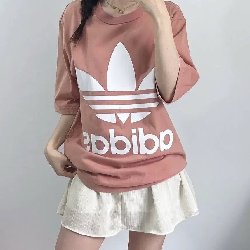 [BUNJANG] Adidas Big Logo Indie Pink Short Sleeve T-Shirt / 아디다스 빅로고 인디핑크 반팔 티셔츠