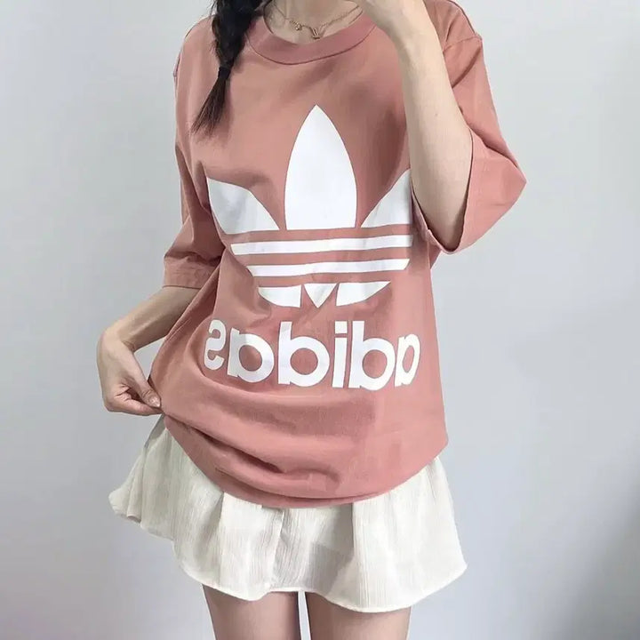 [BUNJANG] Adidas Big Logo Indie Pink Short Sleeve T-Shirt / 아디다스 빅로고 인디핑크 반팔 티셔츠