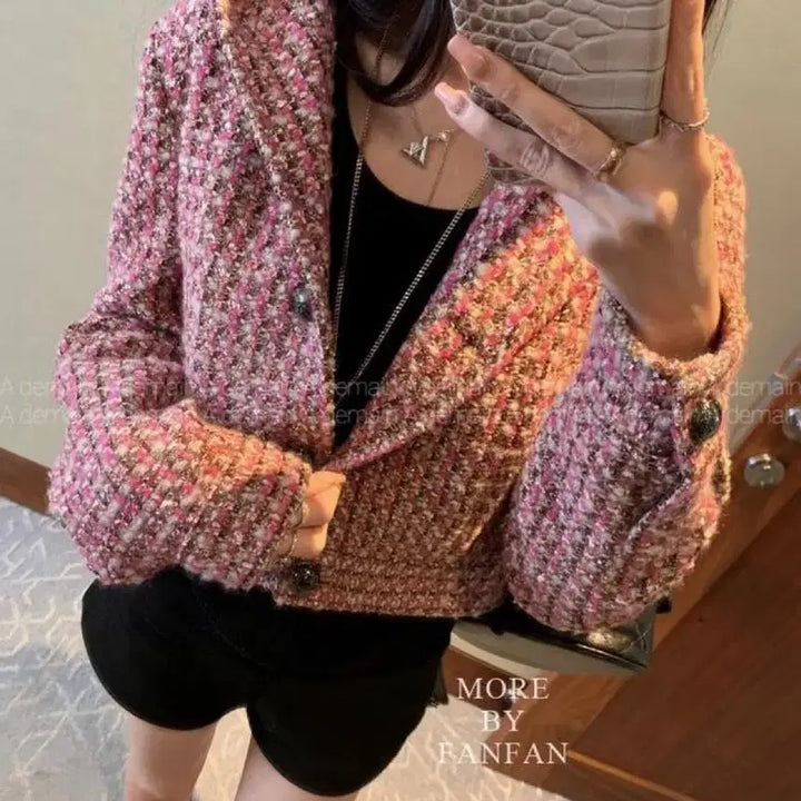 [BUNJANG] MORE BY FANFAN Pink Tweed Jacket / MORE BY FANFAN 핑크 트위드 자켓