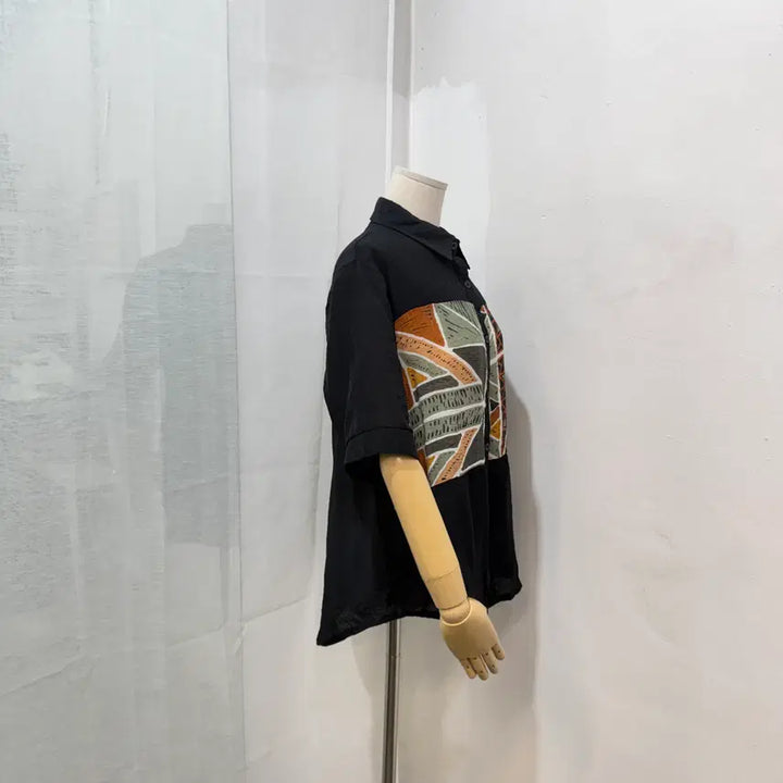 [BUNJANG] SELLYS Printing Short Sleeve Shirt Blouse / (F)SELLYS 프린팅 블랙 반팔셔츠 반팔블라우스 4496