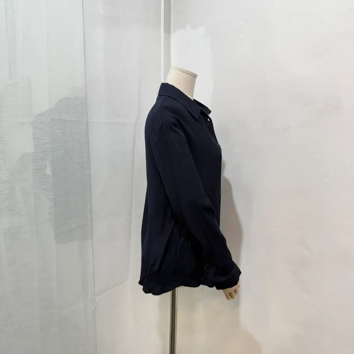 [BUNJANG] Graciec C Minimalist Pleated Navy Blouse Shirt / 그레이시크 주름 남색블라우스 셔츠 살안타템 커버업 4497