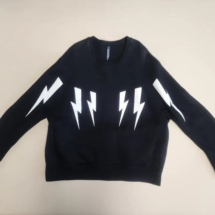 [BUNJANG] Neil Barrett Neoprene Sweatshirt Black Lightning Print XXL / 닐바렛 네오프렌 맨투맨 XXL