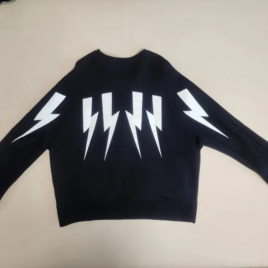 [BUNJANG] Neil Barrett Neoprene Sweatshirt Black Lightning Print XXL / 닐바렛 네오프렌 맨투맨 XXL