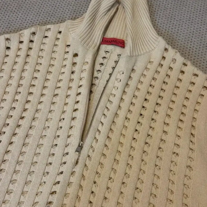 [BUNJANG] WoomaMoong Ivory Knit Half-Zip Vest L / [L] 우마뭉 아이보리 니트 반집업